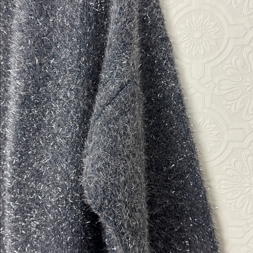 Lane Bryant Fuzzy Open Front Cardigan Gray Metallic Knit Size 18 20 Holidays NYE - Picture 5 of 8
